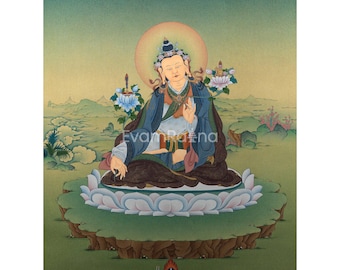 Yuthok Thangka Print | Tibetan Buddhist Master Art Of Yuthok Yontan Gonpo | Tibetan Print For Spiritual Room Decor | Enlightenment Thangka