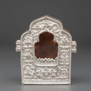 Silver Tibetan Relic Box - Handcrafted Silver Ghau  Box  | Tibetan Amulet Box for Spiritual Practice | Made in Nepal | Spiritual Practices