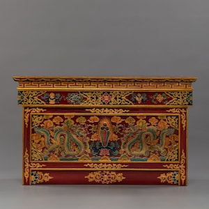 Tibetan Folding Table to Elevate Your Spiritual Space | Decorative Furniture Made in Nepal | Traditional Art | Handcrafted Table for You