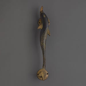 Handmade Fish Door Handle | Artistic Brass Door Pull with Engraved Scale Detail for Entryways and Cabinets | Unique Decor for Home Design