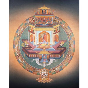 Vajrayogini Mandala Thangka High Quality Canvas Print | Red Dakini Mandala Print For Buddhist Meditation | Mandala Art Drawing Print