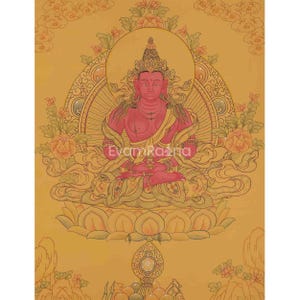 Amitayus Buddha Thangka Painting | Traditional Buddhist Arts | Tibetan Wall Hanging | Peace and Prosperity | Religious and Spiritual Gifts