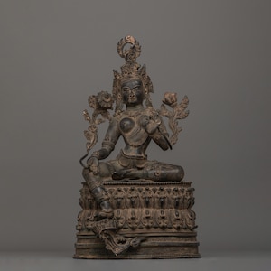 Antique Finish Green Tara Statue of Compassionate Energy | Buddhist Goddess Drolma Tara for Your Wishes Fulfillment | Spiritual Decor