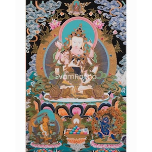 Dorje Sempa Thangka Print | Vajrasattva | Traditional Tibetan Artwork | Digital Printing | Religious Artifacts | Wall Hanging Decorations