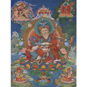 Lotus Born Master Guru Padmasambhava Thangka Print | The Second Buddha Canvas Art As Spiritual Room Decor | Tibetan Print | Made in Nepal