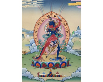Tibetan Heruka Chakrasamvara Thangka Print | Vajrayana Deity Canvas Art For Ceremonies | Art Canvas | Made In Nepal | Spiritual Fine Artwork