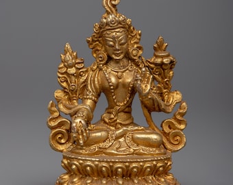 White Tara Statue, Goddess of Longevity & Compassion | Female Buddha | Tibetan Deity Drolkar Gold Gilded Sculpture | Home Decor | Nepal Art