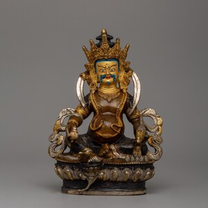 Dzambhala Buddhist Wealth Deity Statue | Tibetan Buddhist Shrine and Altar Decor | Tibetan Symbol of Abundance and Fortune | Traditional Art