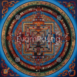 16 Inches Kalachakra Mandala | Wheel of Time | Sacred Tibetan Art | Hand-Painted Mandala Painting | Home Decor | Meditation Altar Artwork