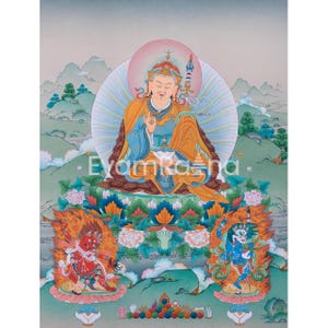 Padmasambhava Meditation Thangka Print | Blessings of Guru Rinpoche In A Digital Art | Art Of The Lotus Born Master | Buddhist Deity Print