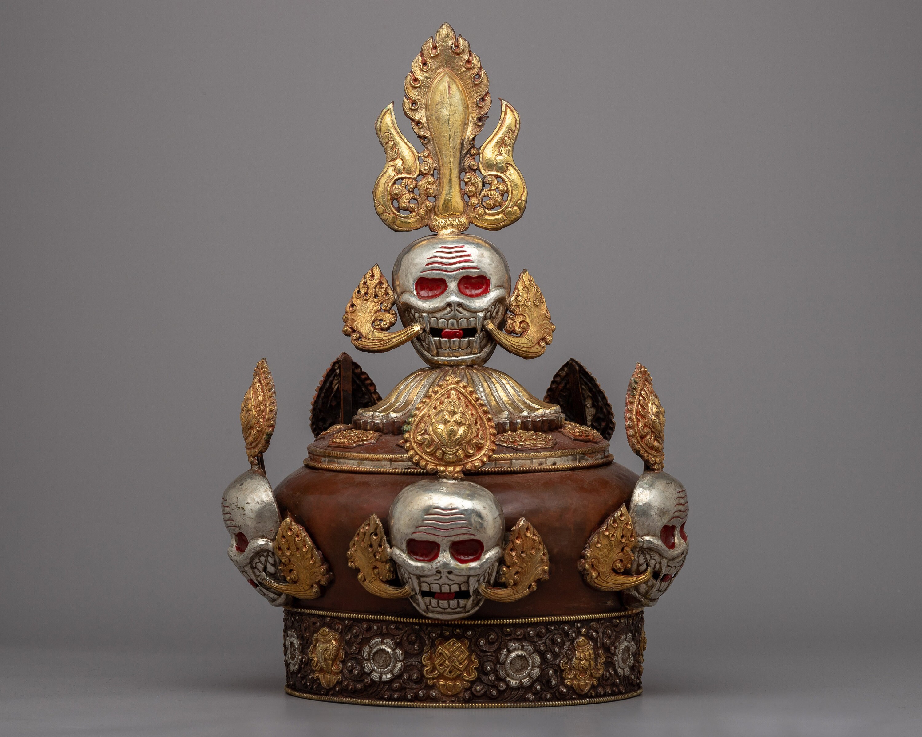 ネパール 金鹰神頭 漆器 仮面 工芸品 美術品 置物