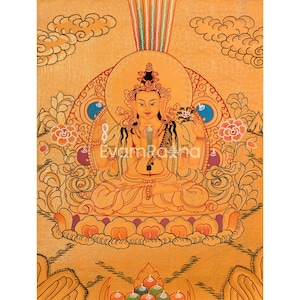 Chenrezig - The Bodhisattva Of Compassion Thangka | Sacred 24K Gold Art | Divine Mercy and Healing | Tibetan Buddhist Art | Spiritual Decor