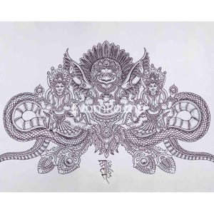 La copie de peinture de Paubha d'oiseau de Garuda | La créature mythique signifiant pouvoir, force et protection | Décoration traditionnelle pour la pratique