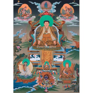 Kagyu Masters Thangka | High-Quality Giclee Canvas Print | Tibetan Buddhist Art | Spiritual Gifts For Wall Hanging | Religious Wall Decors