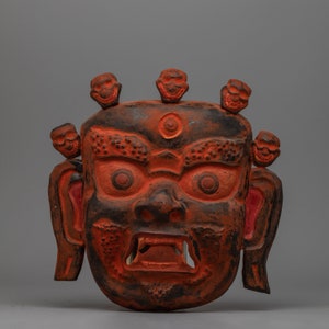 Bhairava Brass Wall Mask | Handmade Ethnic Wall Art | Unique Nepalese Cultural Decor | Bhairava Mask Wall Hanging | Authentic Bhairava Mask
