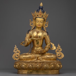 Handcrafted Vajrasattva Statue | 70cm Gold Plated Copper Buddhist Deity | Vajrayana Purification Statue for Altar, Shrine and Meditation