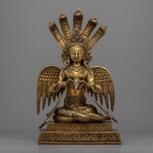 Snake Goddess | Embrace the Protective Power of Naga Kanya with this Exquisite Brass Statue | Himalayan Traditional Spiritual Artwork
