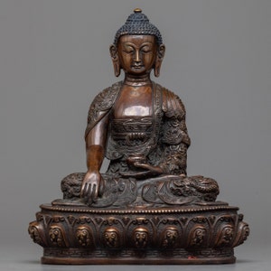 Lord Shakyamuni Buddha Statue To Elevate Your Sacred Home Decor | Copper Siddhartha Gautama Buddha Sculpture For Meditation | Tibetan Art |