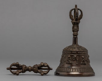 Bell And Vajra | Machine Made Buddhist Ritual Object | Meditation Altar | Ritual Kit | Altar Shrine | Religious Home Decor | Gift Ideas