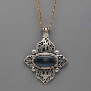 Handcrafted Nepal Silver Gemstone Locket | Gemstone-Embedded Keepsake Pendant |Sacred Silver Locket with Gemstone |Spiritual Amulet Pendant