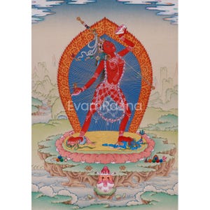 Tantric Vajrayogini Painting | Fierce Goddess of Liberation and Wisdom | Tibetan Female Buddha | Queen of Dakinis | Vajrayana Buddhism