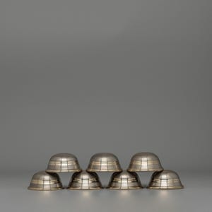 Set of 7 Tibetan Offering Bowls | Handcrafted Cast Iron (Kara) Ritual Set | Buddhist Shrine & Altar Offering | 4cm x 8cm Sacred Water Bowls