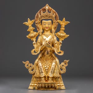 Handcrafted Maitreya Buddha Sculpture | Future Buddha Sculpture for Altar & Meditation | Buddhist Home Decor Figurine for Spiritual Blessing