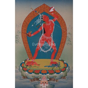 Vajrayogini Dakini Art | Tibetan Buddhist Goddess Vajrayogini Thangka for Practice | Hand Painted Spiritual Painting For Altar From Nepal