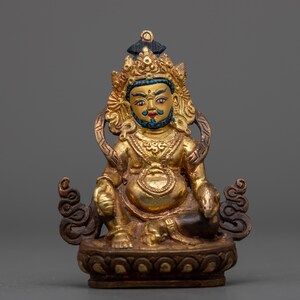 Dzambhala God of Prosperity Figurine | Buddhist Deity of Wealth for Prosperity Meditation Decor | Tibetan Buddhist Spiritual Fine Artwork |