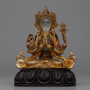 Crystal Chenresig Bodhisattva Statue for Divine Compassion & Blessing | Arya Avalokiteshvara Statue | Tibetan Buddhist Deity Art, Home Decor