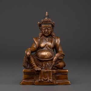 Handmade Dzambhala Statue | Oxidized Copper Tibetan Buddhist Wealth Deity | Spiritual Sculpture for Meditation and Prosperity Blessings
