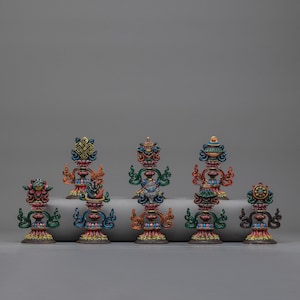 Tibetan 8 Auspicious Symbols for Ritual Altar Shrine | Ashtamangala Set | Buddhist Home Decor | Nepal Art | Traditional Craft | Sacred Gifts