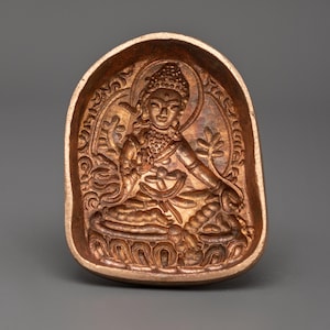 Green Tara Tsa-Tsa Mold Craft | Handcrafted Copper Tibetan Buddhist Goddess Tara Mold | Sacred Ritual Tool for Clay Offerings and Meditation