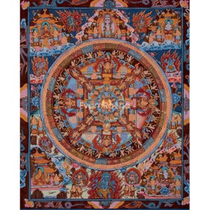 Traditional Shakyamuni Buddha Mandala | Vintage Tibetan Buddhist Thangka | Buddha Thangka Wall Hanging | Buddha Decor | Zen Buddhism