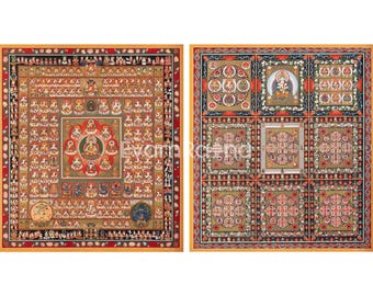 Ryoukai Set Thangka Mandala | Rare Japanese Style Original Hand-Painted High Quality Mandala Set For Buddhist Shrine | Home Decoration