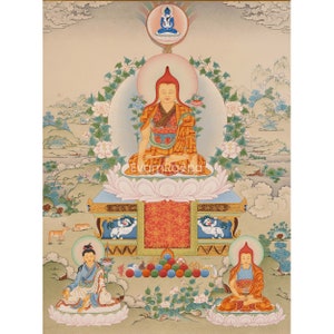 Master Longchenpa thangka-afdruk | Gicleecanvaskunst van hoge kwaliteit | Spirituele geschenken Woondecoratie | Grote canvas muurdecoratie | Cadeau-ideeën