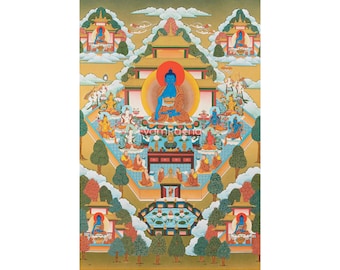 Buddha Akshobhya Mitukpa Thangka Print | High Quality Giclee Canvas Print | Buddha Wall Art | Mindfulness Paintings | Religious Gift Ideas