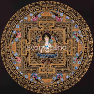 Oryginalny ręcznie malowany biały obraz Tara Mandala Thangka | Sztuka na szczęście dla domu | Tybetański obraz ścienny Thangka
