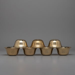 9.5 cm Diameter Handcrafted Brass Offering Bowls |Ceremonial Seven Offering Bowls | Tibetan Water Offering Bowls |Meditation Altar Supplies