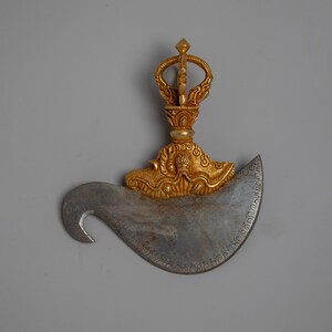 Buddhist Tantric Knife Drigug for Spiritual Protection and Vajrayana Practice | Sacred Kartika Knife | Tibetan Vajra Knife | Gold Plated