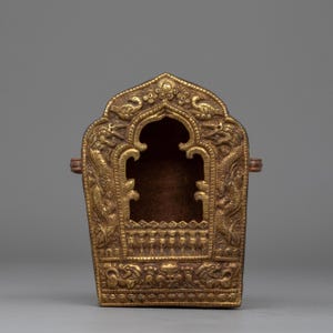 Handcrafted Ghau Box with Sacred Buddhist Symbols | Small Tibetan Ghau Prayer Box for Home Decoration | Religious Fine Art for Spirituality