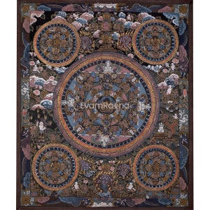 Fine Quality Buddha Mandala | Sacred Hand painted Thangka Painting for Good Luck to House | Tibetan Decoration Painting | Zen Buddhism