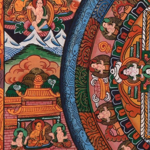 Buddha Pancha Mandala Thangka | Traditional Mandala | Religious Mandala wall painting | Small shops Sized Fine Mandala For Decoration and Shrine