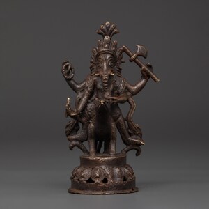 Ganesh on Animal Statue – Oxidized Bronze Hindu Deity Sculpture for Wisdom, Protection, Altar Decor, Spiritual Gift & Sacred Home Accent