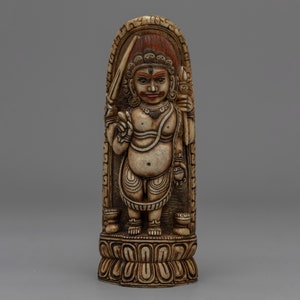 Buddhist Hand-Made Stamp | Graceful Four-Armed Mahakala Statue | Devine Protector Mahakala to Uplift Your Spiritual Journey | Nepal Art