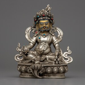 Buddhist Deity of Wealth Dzambhala Statue To Enhance Prosperity | Tibetan Buddhist Art Collection |  Hand-Carved Original Sculpture | Copper