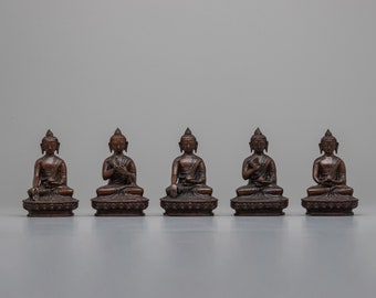 Spirituelles Fünf-Buddha-Statuen-Set | Beginnen Sie Ihre Reise zum spirituellen Erwachen | Gefühl der Ruhe und Ausgeglichenheit gegenüber der Umwelt | Heimdekoration