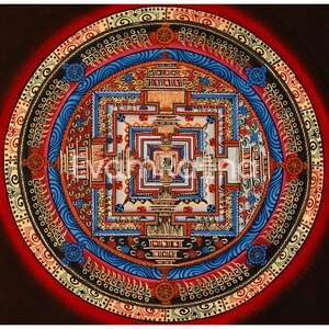 Small Kalachakra Mandala Thangka | Tibetan Buddhist Wheel of Time | 24K Gold Sacred Art | Wall Decoration for Meditation | Spiritual Gifts