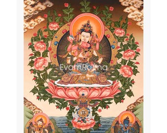 Vajrasattva Shakti Masterpiece Quality Tibetan Digital Prints | Wall hanging Decoration for Relaxation | Eternal Loving and Kindness