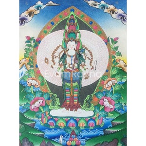 1000 Armed Avalokiteshvara | Original Handpainted Lokeshvara Thangka | Chenrezig Thangka Painting | Bodhisattva | Chinese New Year Gift Idea